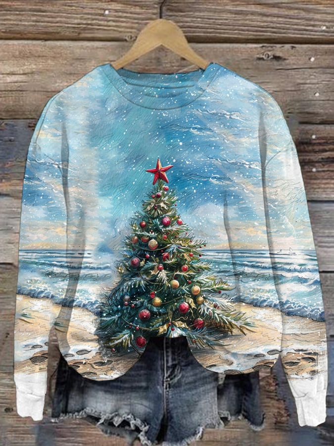 Florida Palm Tree Print Crewneck Sweatshirt