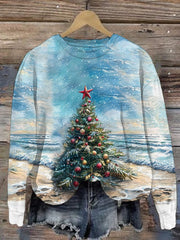 Florida Palm Tree Print Crewneck Sweatshirt