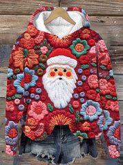 Cute Santa Print Hooded Sweatshirt