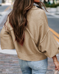 Exposed Seam Lantern Sleeve Sweater