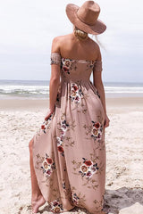 Off Shoulder Floral Beach Maxi Dress