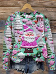 Pink Santa Print Sweatshirt