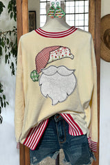 Vintage Striped Contrast Corduroy Christmas Top