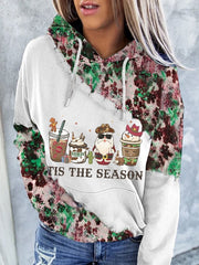 Western Christmas 'Tis The Season Santa Snowman Print Hoodie
