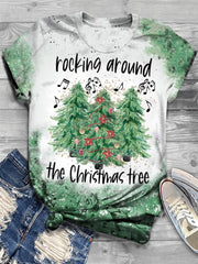 Rocking Around The Christmas Tree Print T-Shirt