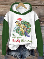womens we wish you a beachy christmas hooded sweatshirt
