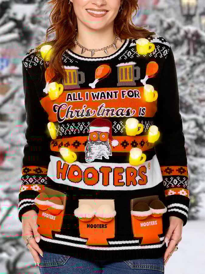 Women Christmas Print Casual Round Neck Sweater