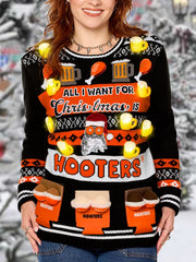 Women Christmas Print Casual Round Neck Sweater