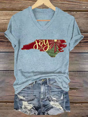 North Carolina Christmas Print Casual T-Shirt
