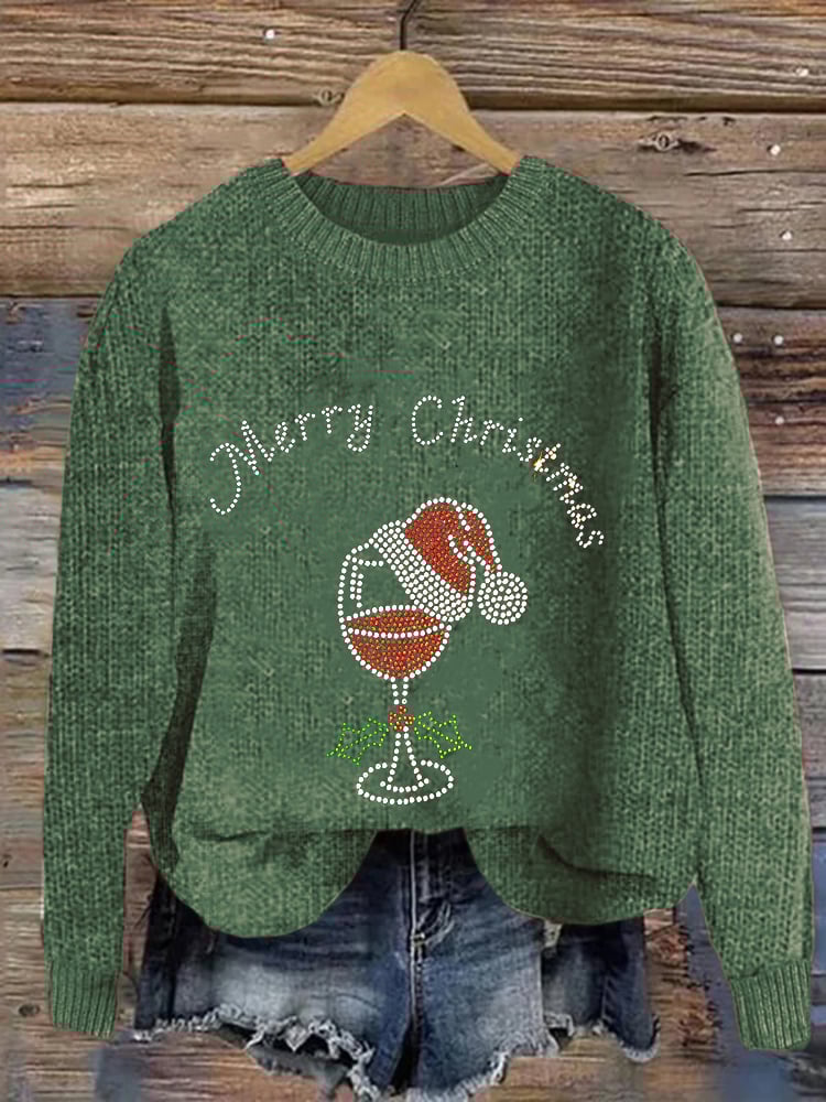 Merry Christmas Print Crew Neck Sweatshirt