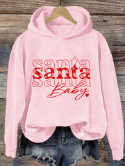 Women's Santa Baby Christmas Printed Hoodie
