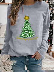 Merry Christmas Tree Print Sweatshirt