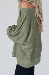 Exposed Seam Dolman Sleeve Top