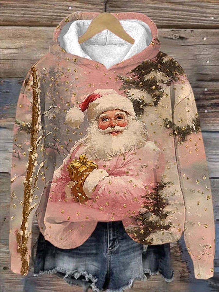 Retro Christmas Santa Print  Casual Sweatshirt