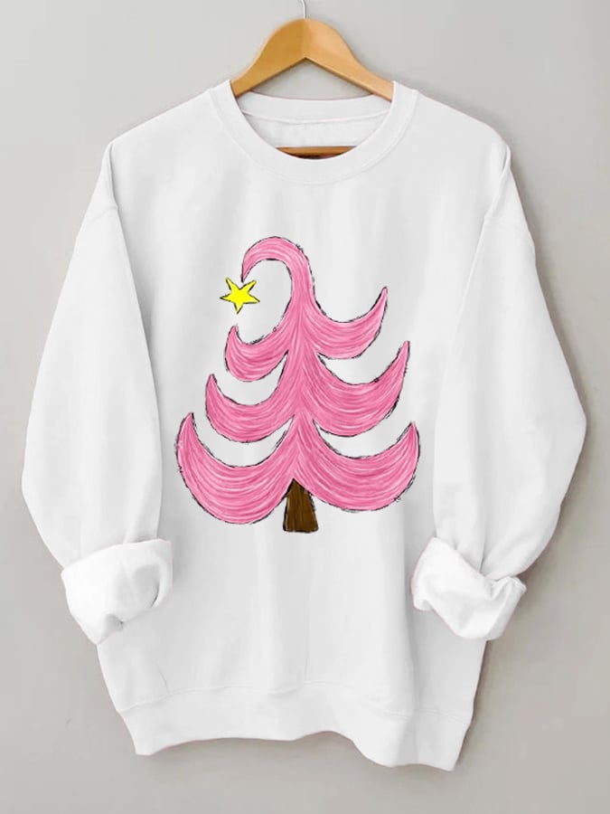 Pink Christmas Tree Casual Sweatshirt