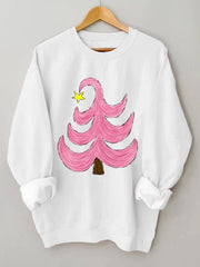 Pink Christmas Tree Casual Sweatshirt