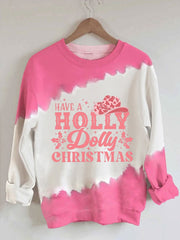 Have a Holly Dolly Christmas Cowgirl Print Sweatshirt