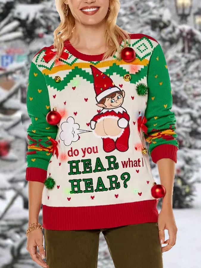 Unisex Funny Christmas Do You Hear What I Hear? Casual Sweater