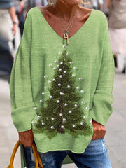 Christmas Tree Print Long Sleeve T-Shirt