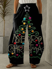 Christmas Print Casual Loose Pants