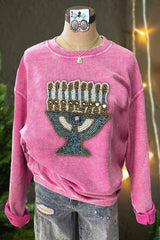 Vintage Corduroy Contrast Hanukkah Top