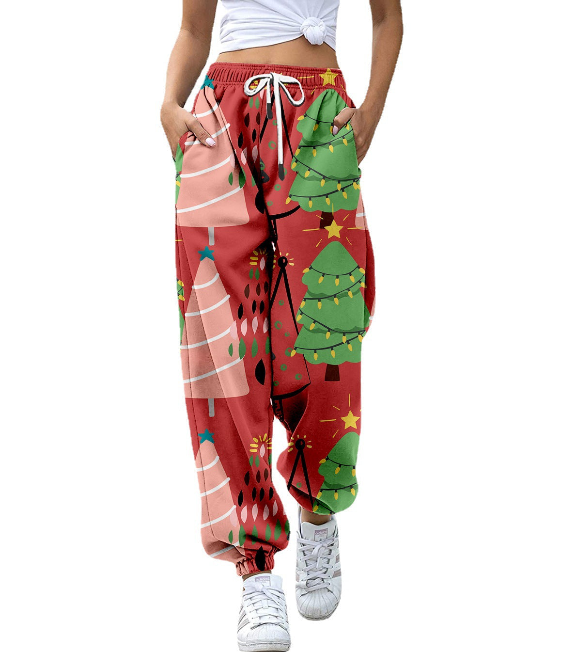 Christmas  Printed Loose Casual Sports Harem Pants