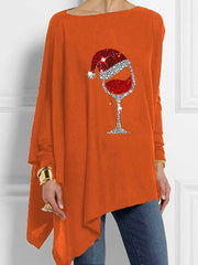 Christmas Wine Glass Casual Irregular Top