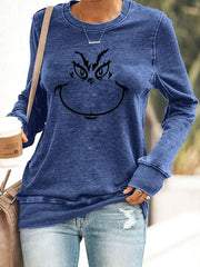 Christmas Face Print Sweatshirt