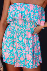 Floral Smocked Strapless Romper