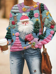 Pink Santa Print Sweatshirt