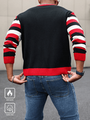 Christmas Pattern Color Block Sweater