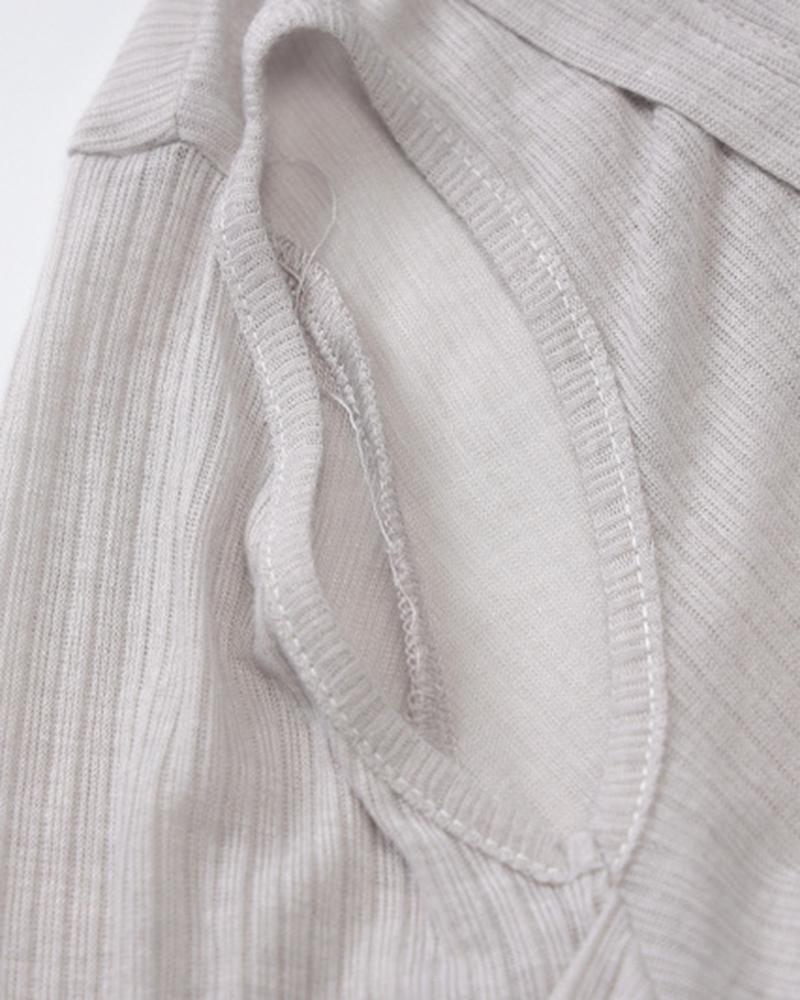 Solid Rib-Knit Cut Out Asymmetrical Hem Hooded Mini Dress
