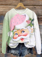Christmas Retro Vintage Santa Print Sweatshirt