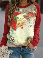 Merry Chrismas Print Crew Neck Sweatshirt