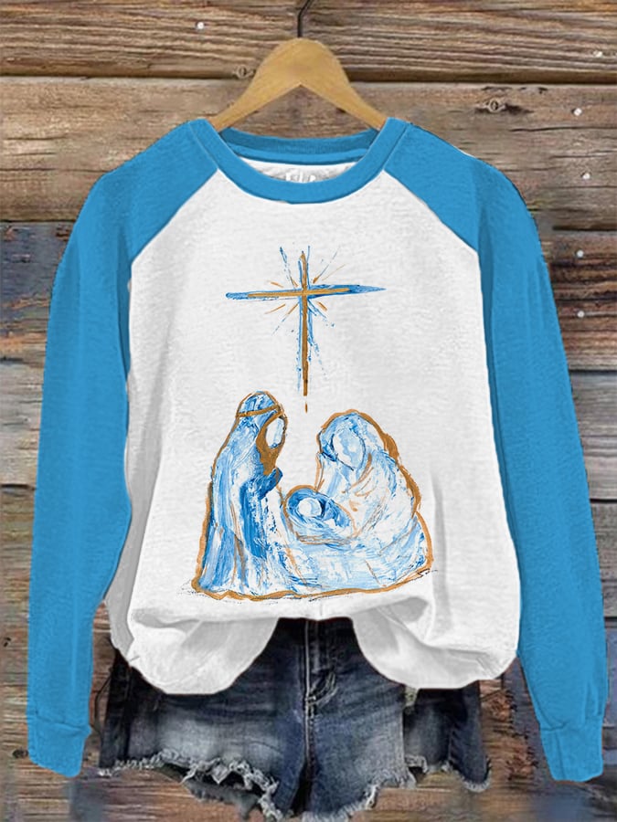 Christmas Faith Nativity Print Sweatshirt