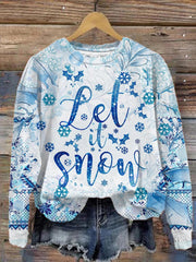Christmas Let It Snow Tie Dye Print Sweatshirt