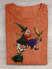 Witch Dog Cat Spooky Season Halloween Art Print T-shirt