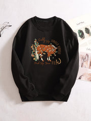 Christmas Horse Print Pullover Sweatshirt