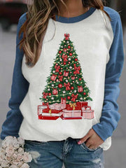Merry Christmas Tree Print Casual Sweatshirt