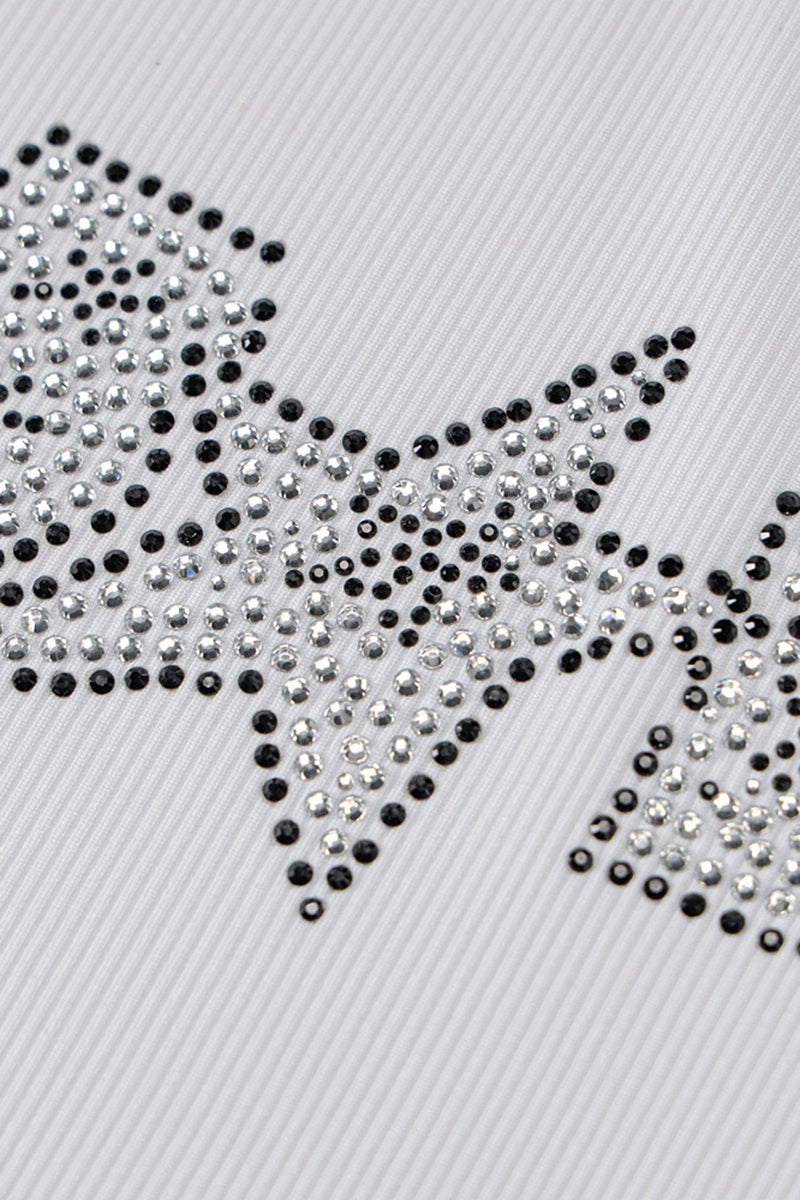 Rhinestone Graphic Ribbed Bodycon Tank Dress
