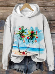 Florida Christmas Watercolor Palm Tree Sweatshirt Printed Hoodie