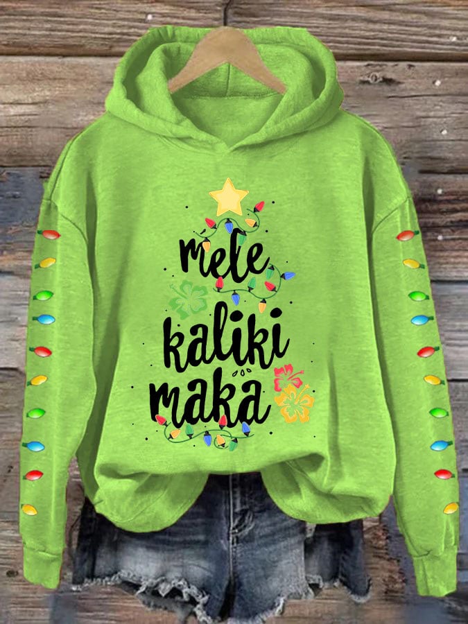 Mele Kalikimaka Hawaii Christmas Print Hoodie