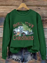 Small Town Christmas Print Crewneck Sweatshirt