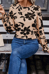 Floral Hollowed Knot Back Blouse