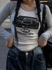 Vintage Print Raglan Long Sleeve Tee