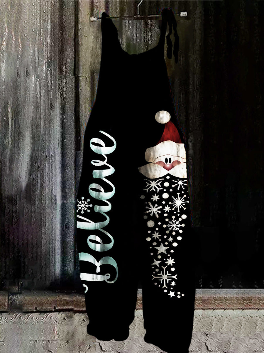 Christmas Santa Print Casual Jumpsuit