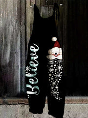 Christmas Santa Print Casual Jumpsuit