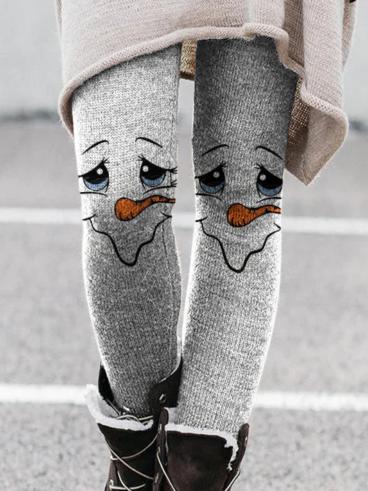 Christmas carrot expression cotton blend leggings