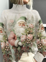 Christmas Santa Claus Casual Turtleneck Knit Top
