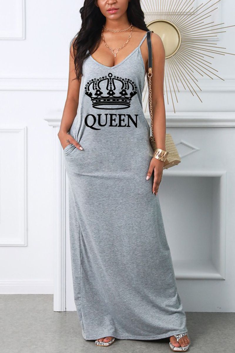 Letter & Crown Graphic Slant Pocket Cami Dress